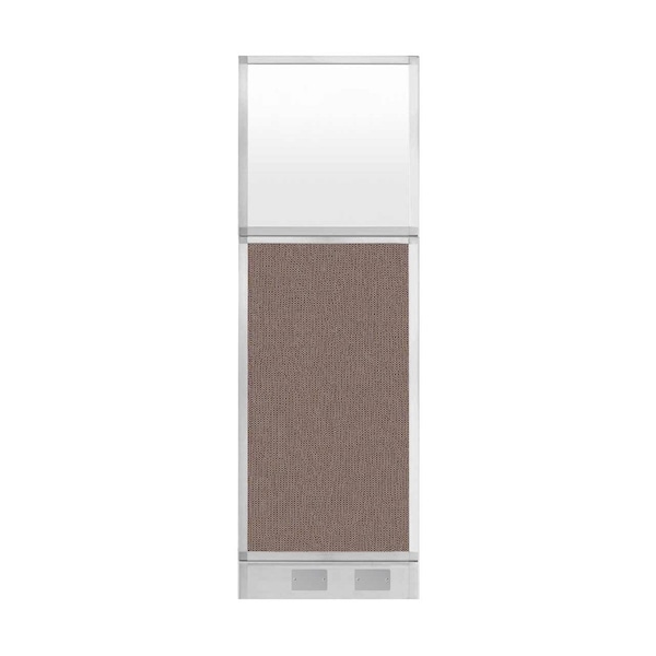 Hush Panel Configurable Cubicle Partition 2' x 6' Latte Fabric Frosted Window w/ Cable Channel
